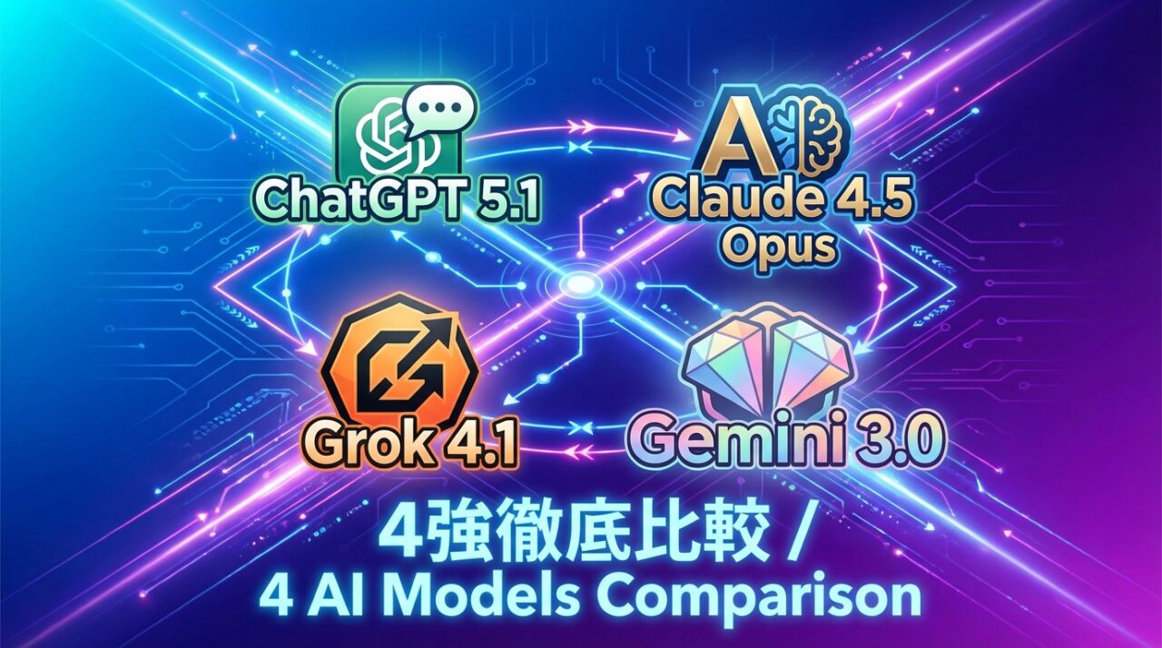 ChatGPT 5.1 Claude 4.5 Grok 4.1 Gemini 3.0徹底比較【2025年11月最新版】