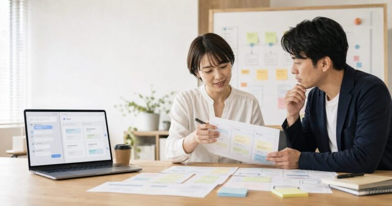 社内問い合わせをAIで減らす前にFAQと社内ナレッジを整理する様子