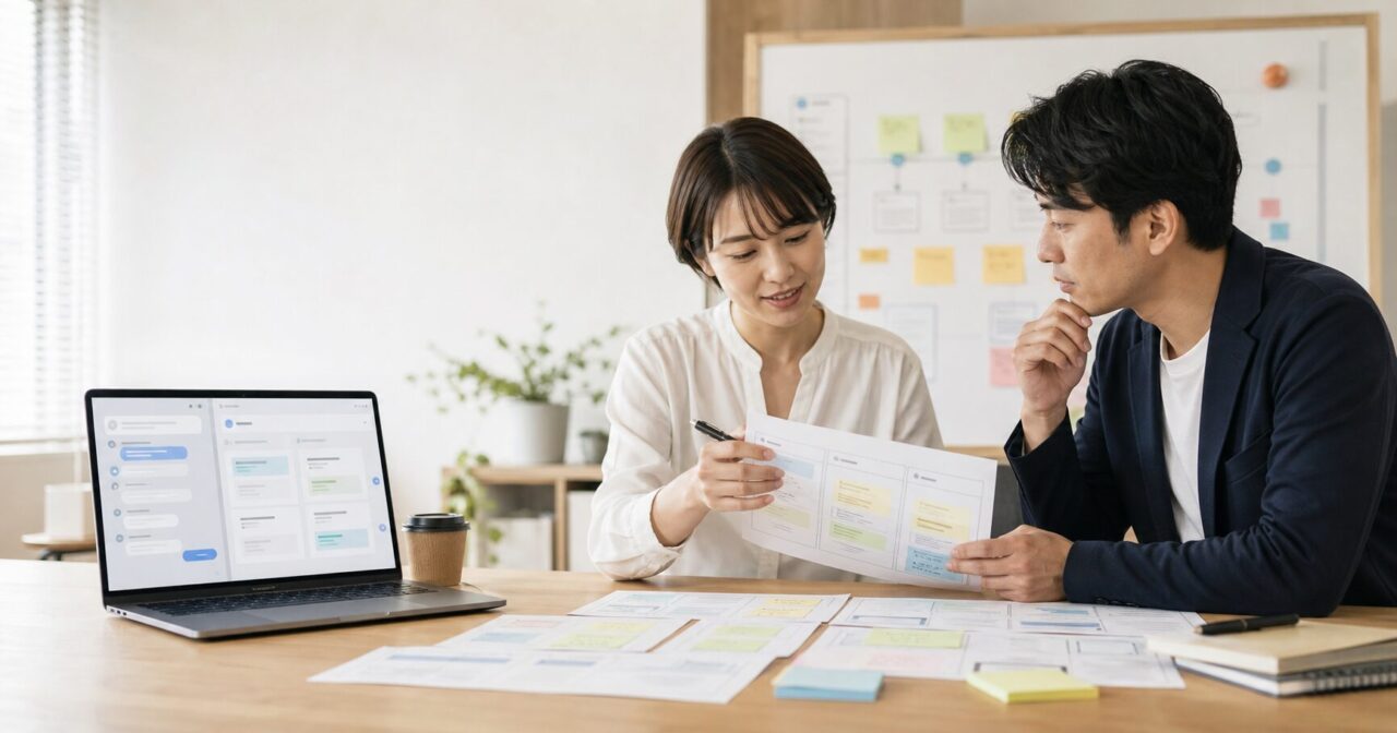 社内問い合わせをAIで減らす前にFAQと社内ナレッジを整理する様子